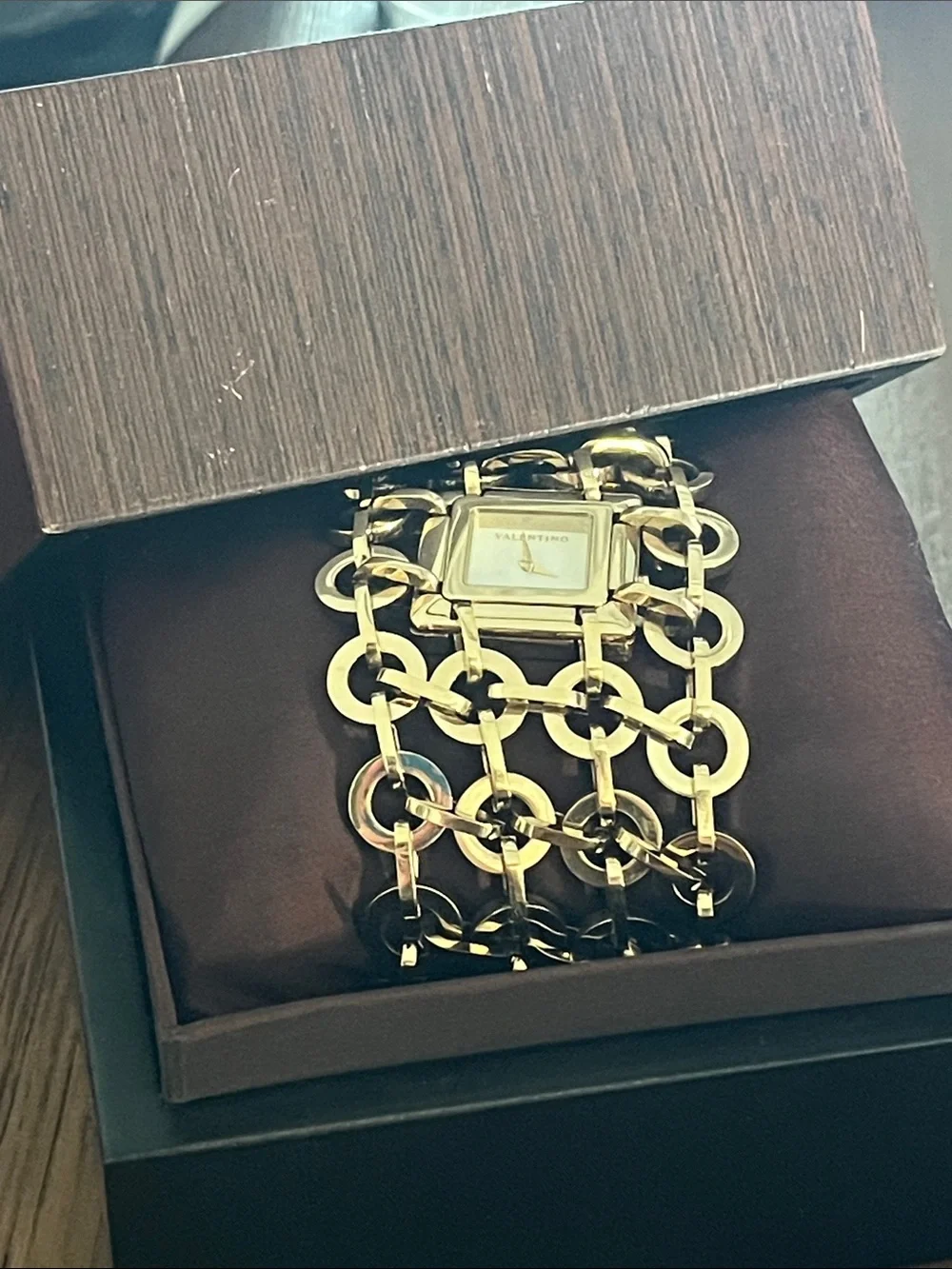 Valentino Gold-Tone Multi-Link Bracelet Watch with White Dial